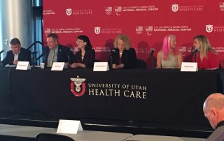 Leaders gather at press conference for announcement of partnership between the University of Utah and the United States Olympic Committee