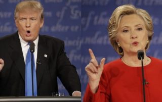 Hillary Clinton and Donald Trump in their first presidential debate